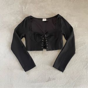 Princess Polly black lace up crop top